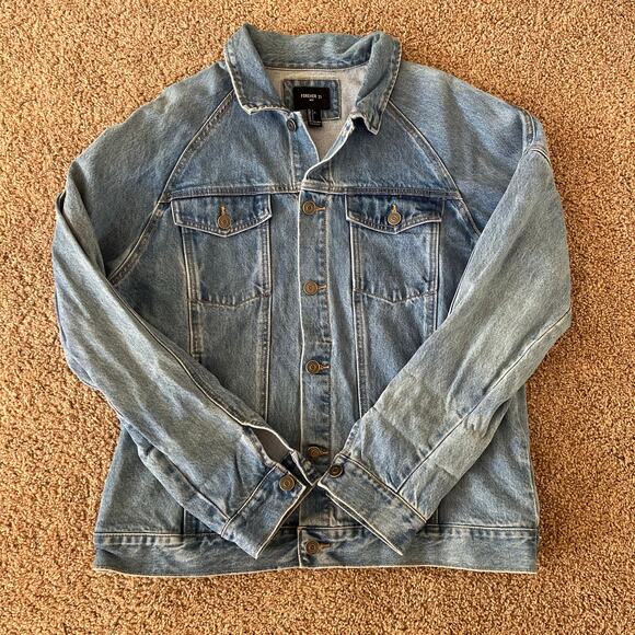Forever 21 Men Denim Jacket Light Blue Wash Size Large - Picture 1 of 6